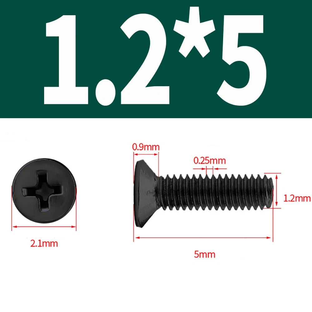 Black Phillips Flat Head Countersunk Machine Screws — Carbon Steel M1–M6