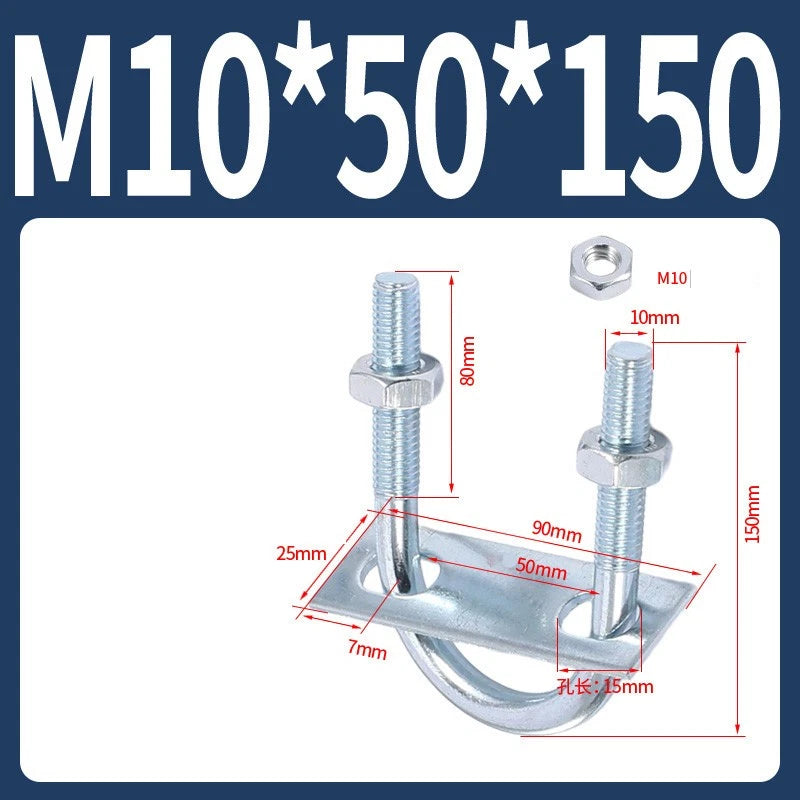 Round U-Bolts Sets Steel 16mm-219mm Inner Width M6 M8 M0 M12 with Nut, Plate