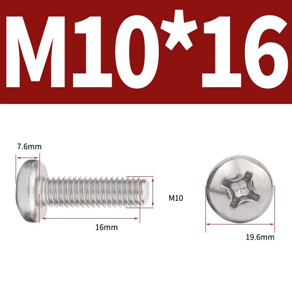 Phillips Pan Head Machine Screws — A4 Marine Grade Stainless Steel, DIN 7985 (M1.6–M10)