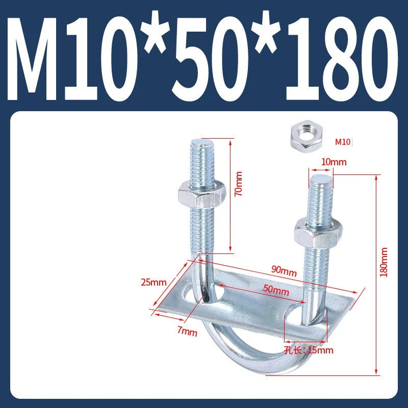 Round U-Bolts Sets Steel 16mm-219mm Inner Width M6 M8 M0 M12 with Nut, Plate