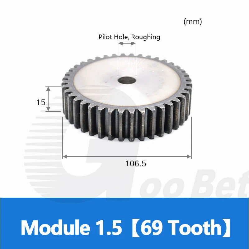 Mod 1 1.5 2 2.5 3 4 5 Spur Gear C45 Steel 12 Tooth - 160 Tooth Motor Pinion Flat