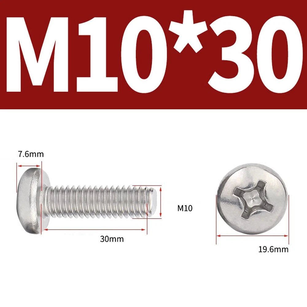 Phillips Pan Head Machine Screws — A4 Marine Grade Stainless Steel, DIN 7985 (M1.6–M10)
