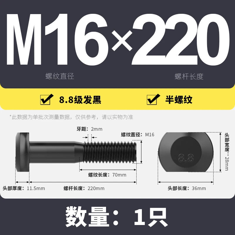T-Slot Bolts T-Slot Screws Black 8.8 Steel M6 M8 M10 M12 M14 M16 M18 M20 M24-M36