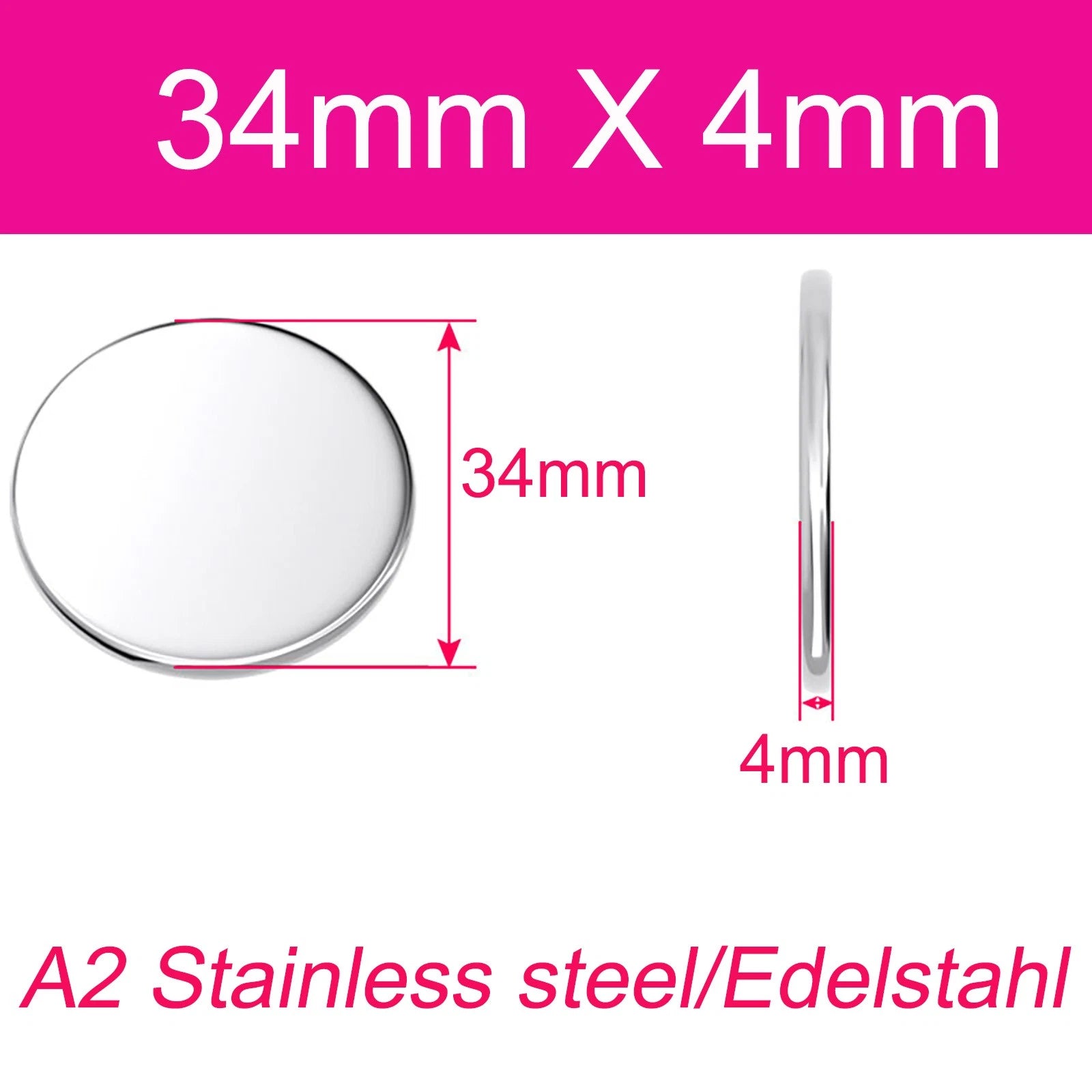 Round Plate A2 Stainless Steel Sheet Plate Thick 1/1.5/2/2.5/3/4/5mm Dia 6-80mm
