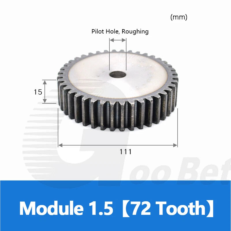 Mod 1 1.5 2 2.5 3 4 5 Spur Gear C45 Steel 12 Tooth - 160 Tooth Motor Pinion Flat