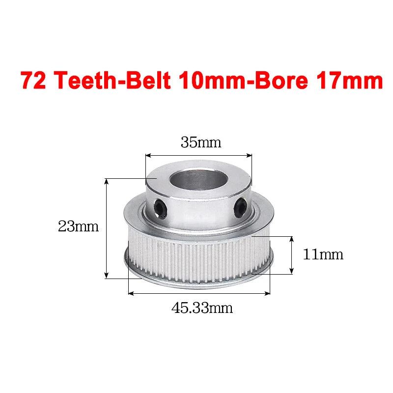 2GT Drive Pulley With Step 16 Tooth - 100 Tooth Bore 4mm - 25mm for 10mm Belt