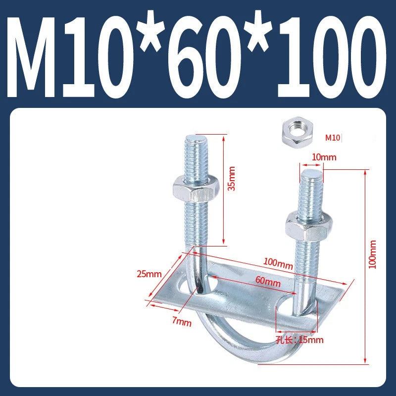 Round U-Bolts Sets Steel 16mm-219mm Inner Width M6 M8 M0 M12 with Nut, Plate