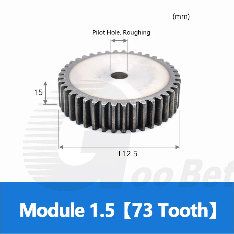 Mod 1 1.5 2 2.5 3 4 5 Spur Gear C45 Steel 12 Tooth - 160 Tooth Motor Pinion Flat