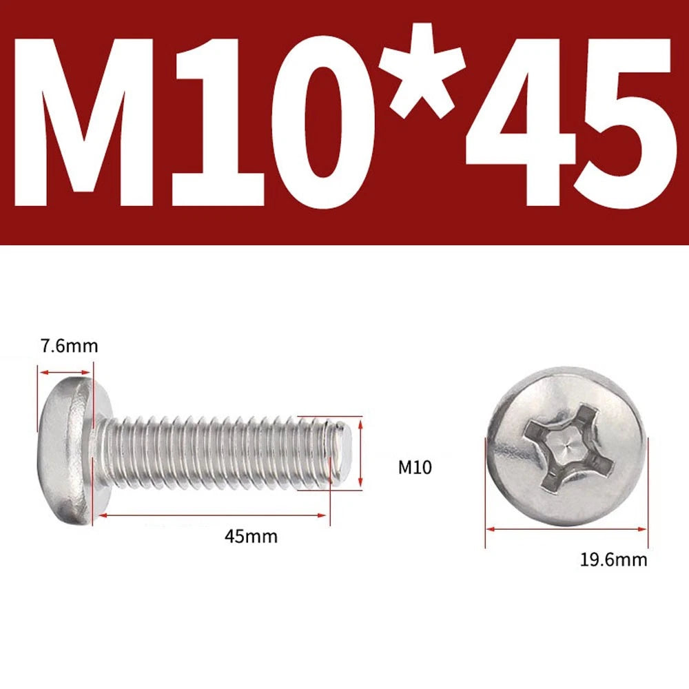 Phillips Pan Head Machine Screws — A4 Marine Grade Stainless Steel, DIN 7985 (M1.6–M10)