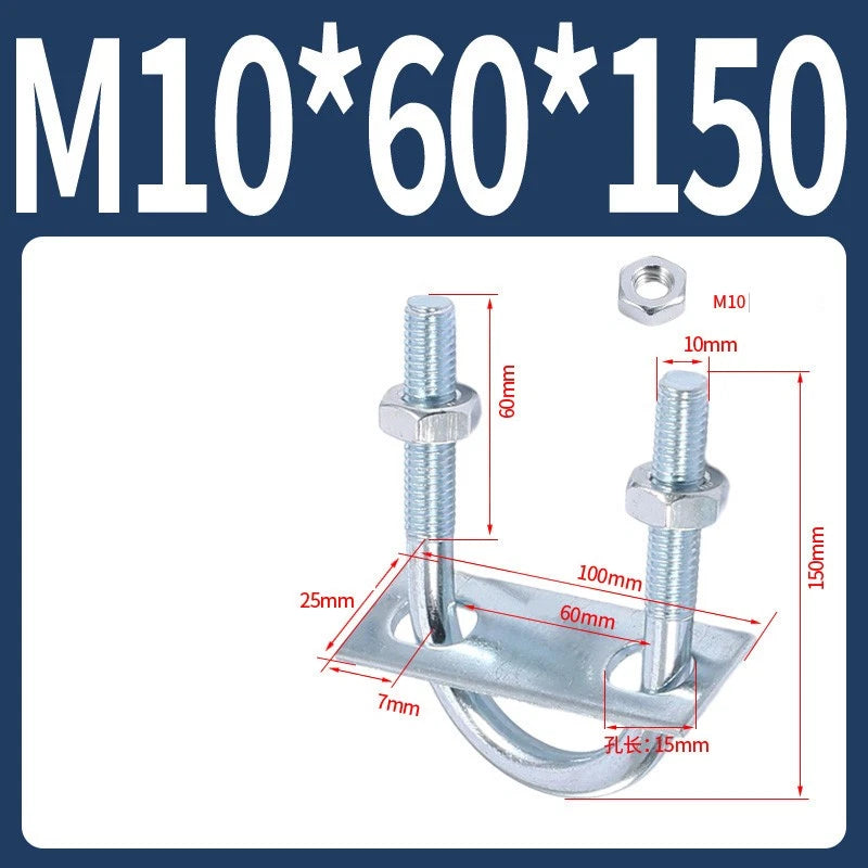Round U-Bolts Sets Steel 16mm-219mm Inner Width M6 M8 M0 M12 with Nut, Plate