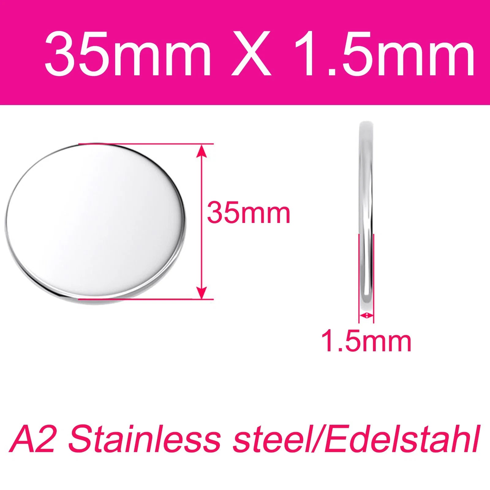Round Plate A2 Stainless Steel Sheet Plate Thick 1/1.5/2/2.5/3/4/5mm Dia 6-80mm