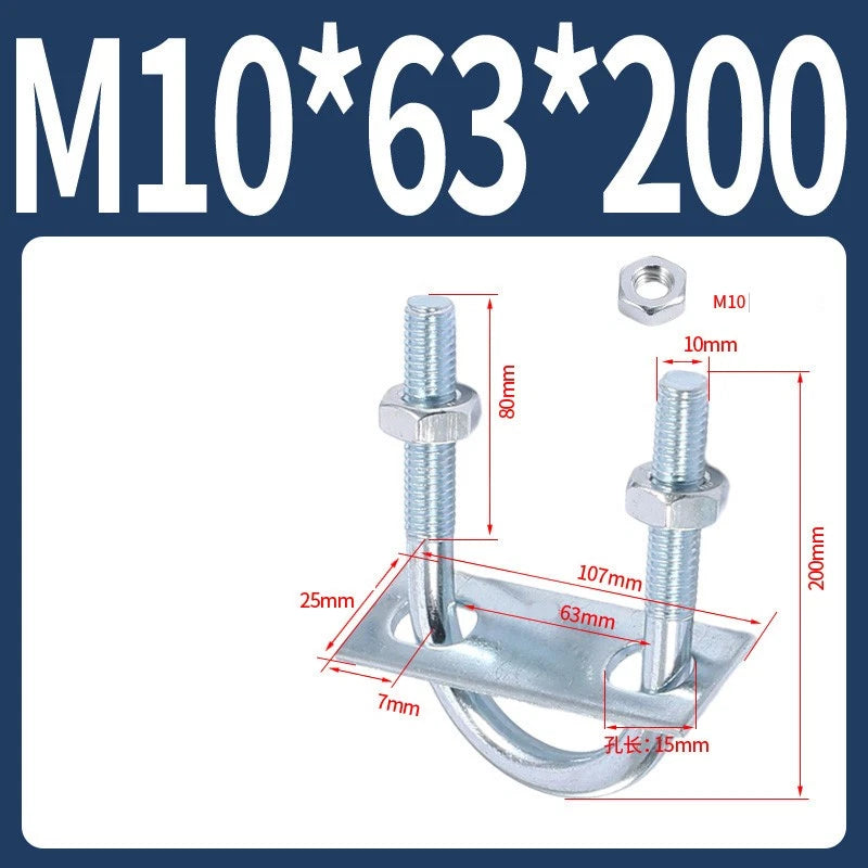 Round U-Bolts Sets Steel 16mm-219mm Inner Width M6 M8 M0 M12 with Nut, Plate