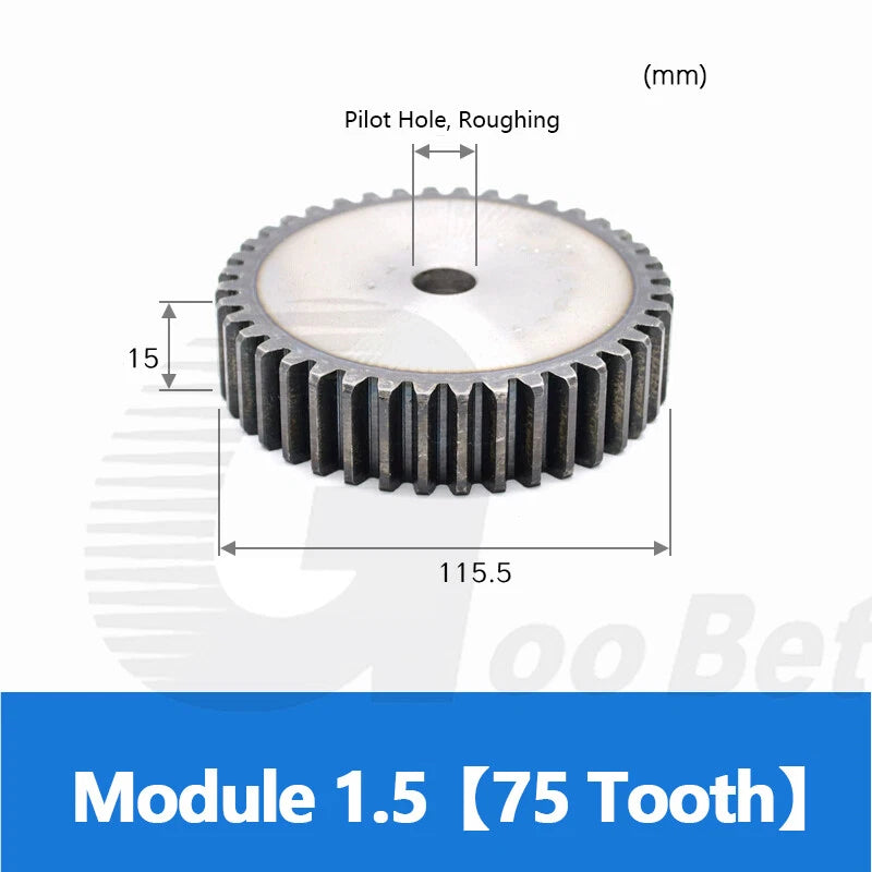 Mod 1 1.5 2 2.5 3 4 5 Spur Gear C45 Steel 12 Tooth - 160 Tooth Motor Pinion Flat