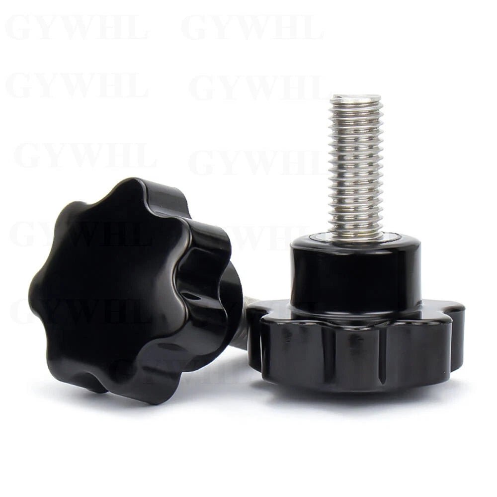 Stainless Thumb Screws Hand Knob Grip Bolts Black Plastic Hexalobular Star Head - HomeDIYer