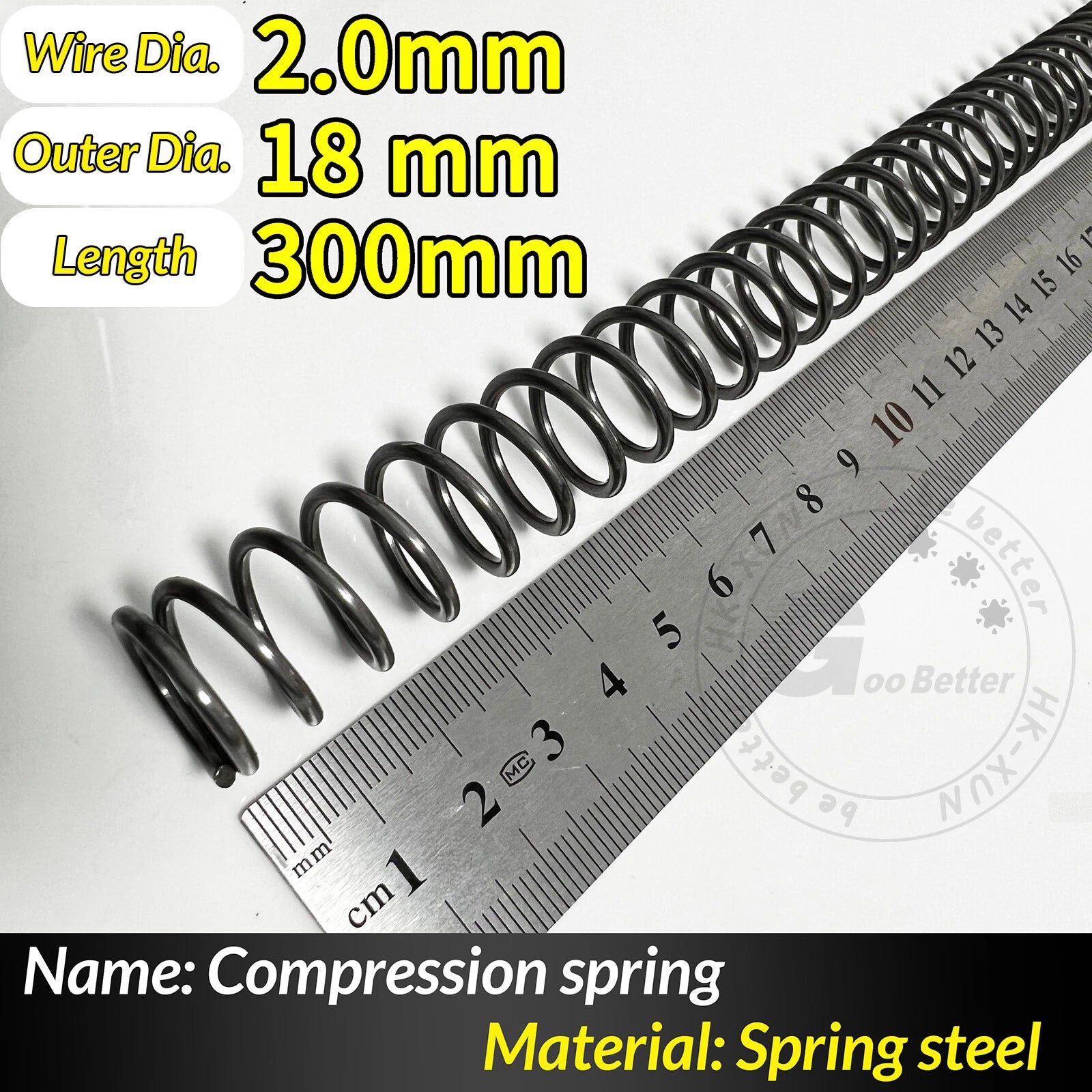Compression Spring Pressure Springs, Wire Dia 2-3.5mm, OD 10-60mm, Length 300mm