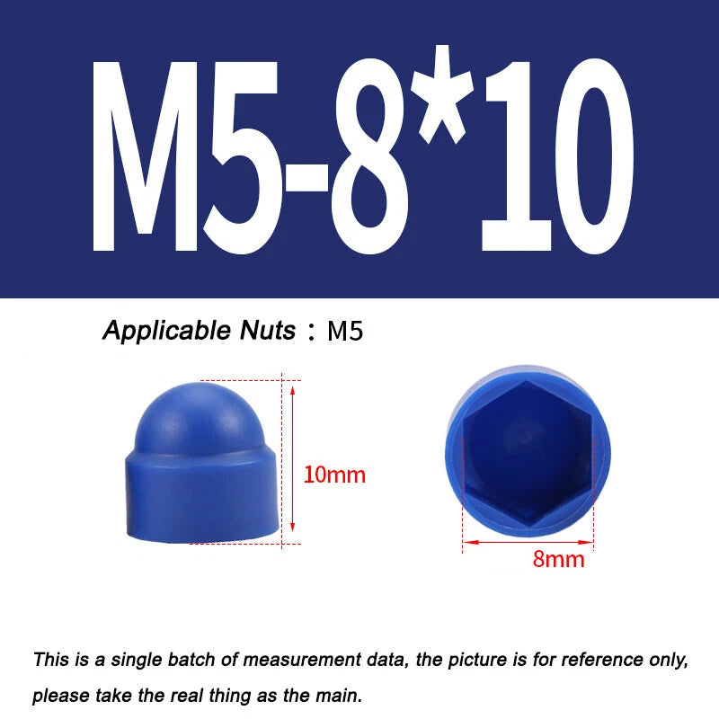 Hex Bolt & Nut Protection Caps – Plastic Hexagonal Screw Covers for M4 M5 M6 M8 M10 to M24 (PE, 5-100 Pack)