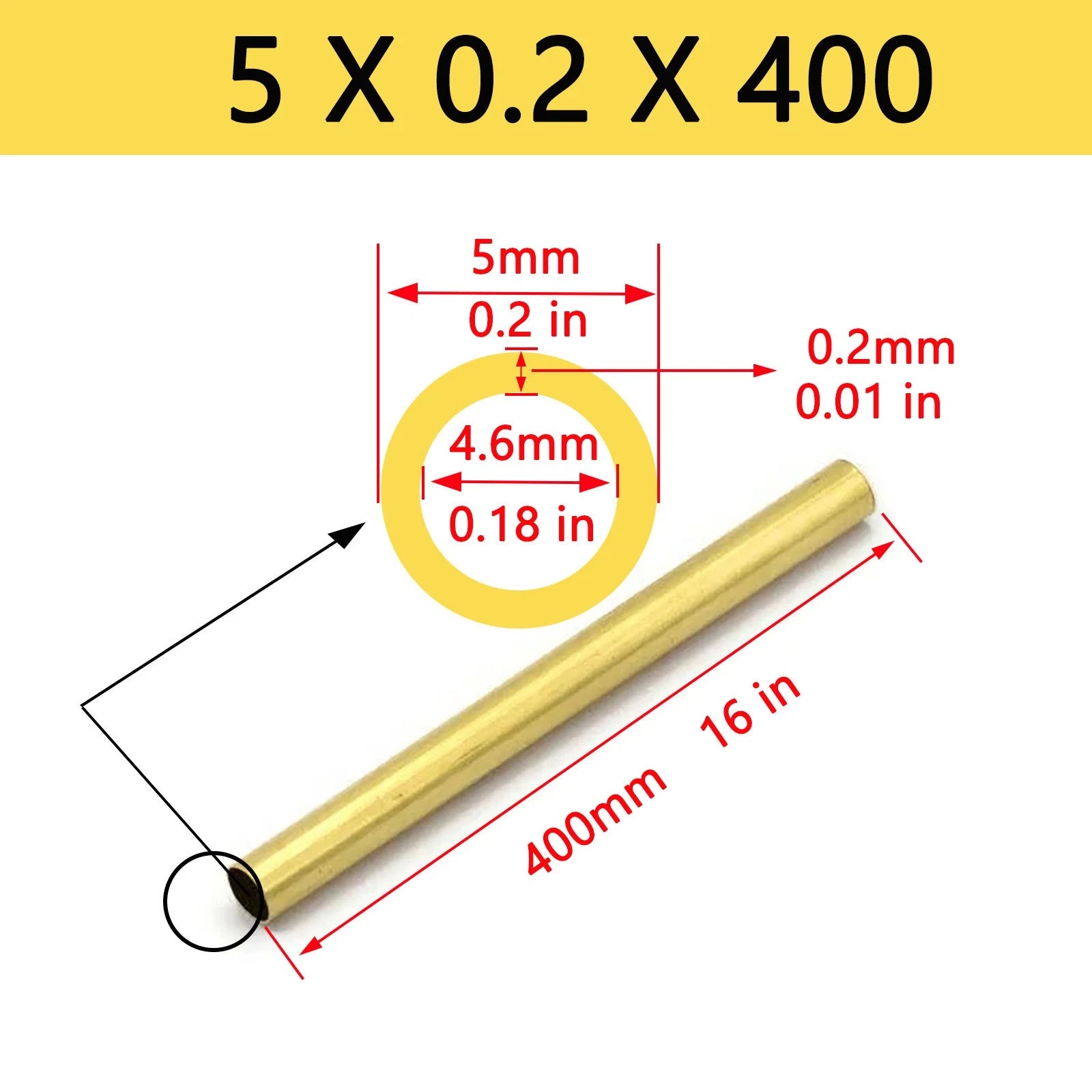 Brass Tubes ROUND PIPE Cu 62% OD 4mm 5mm 6mm 7mm 8mm To 25mm Length 400mm 0.4m