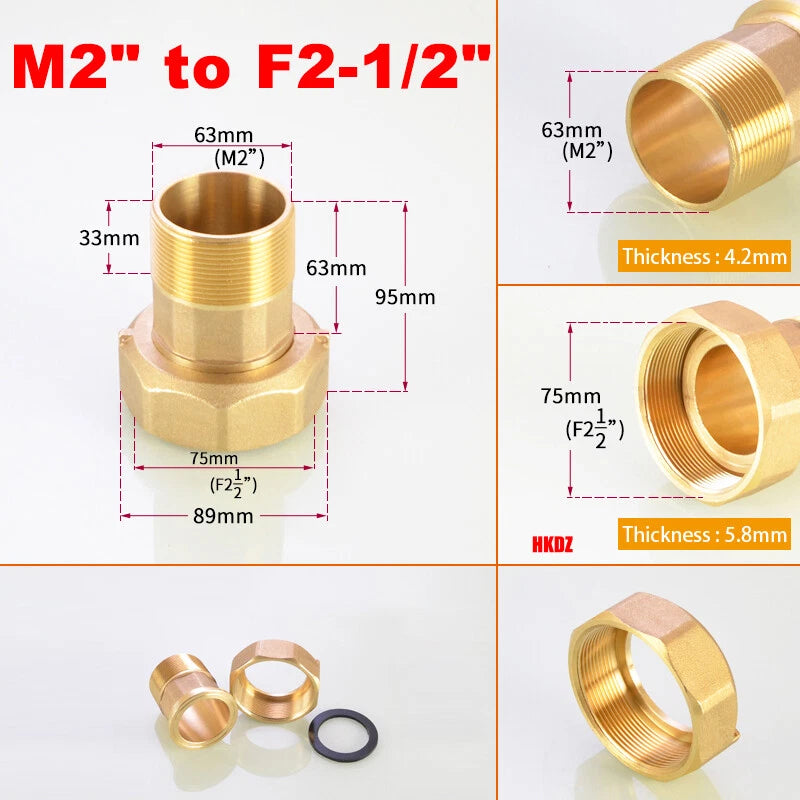 BSP Brass Pipe Fittings — Male to Female Thread Adapter for Water Meter & Pump