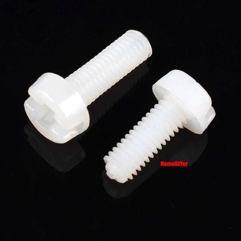White Nylon Phillips Machine Screws M3 Round & Flat Head 5–20mm with M3 Nuts - HomeDIYer