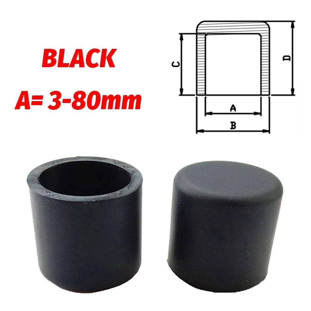 Silicone Rubber End Caps – 3mm to 80mm for Chair Legs, Screws, Tubes (Black / White)