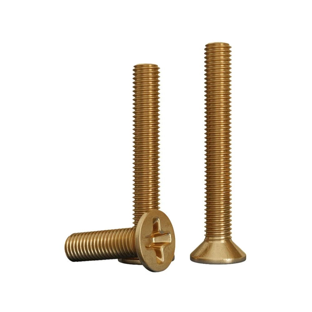 M2 M2.5 Brass Countersunk Phillips Machine Screws – Flat Head, 4mm to 12mm Lengths