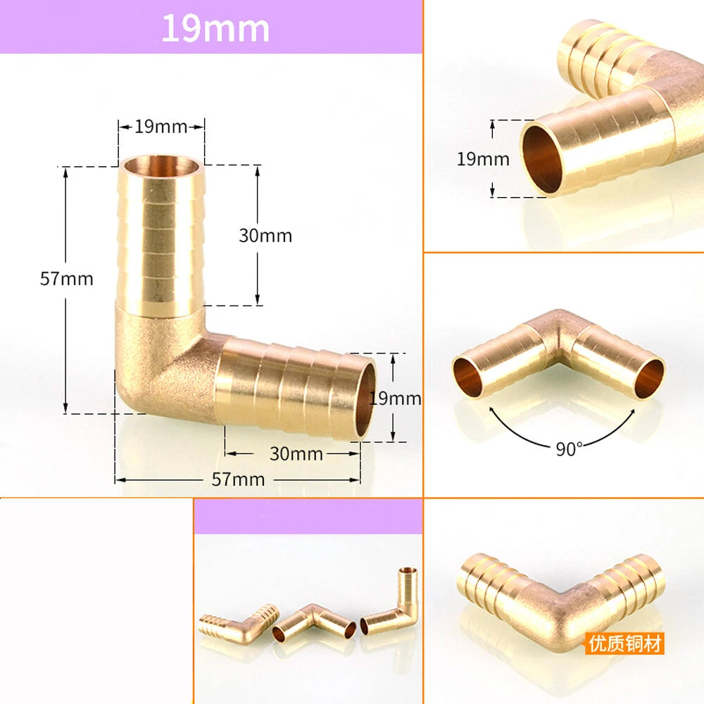 Brass Elbow Barb Hose Connector 4mm–19mm | Air Gas Fuel Pipe Fitting