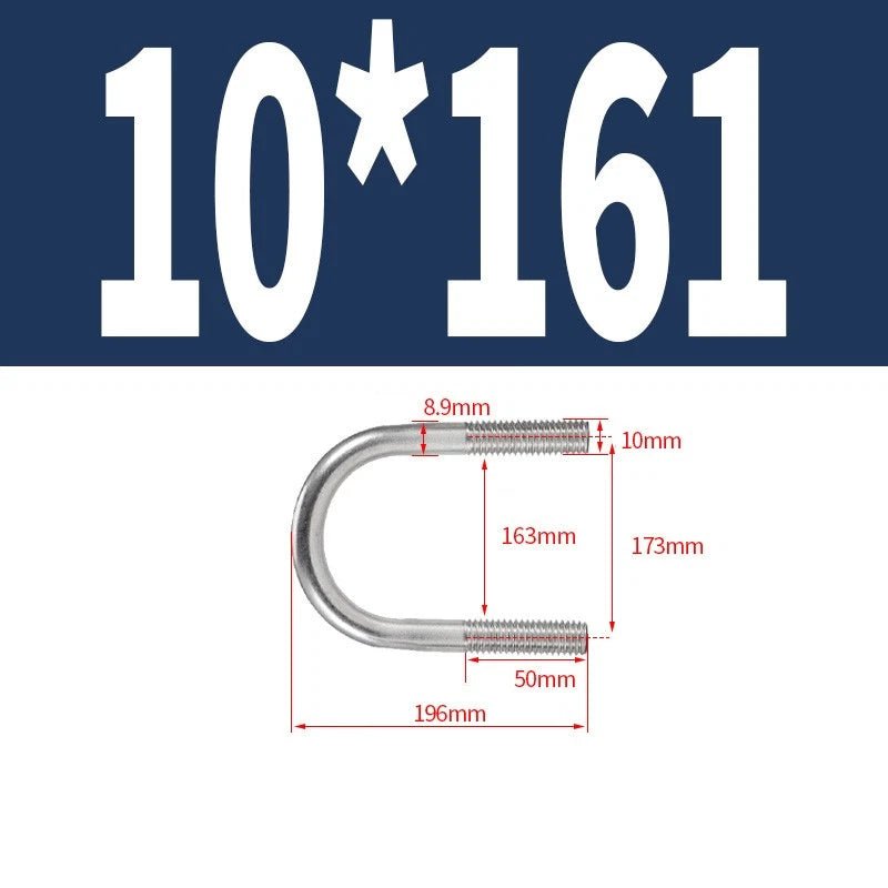 M10 Round Bend U - Bolts — A2 Stainless Steel, 12 Lengths Available - HomeDIYer