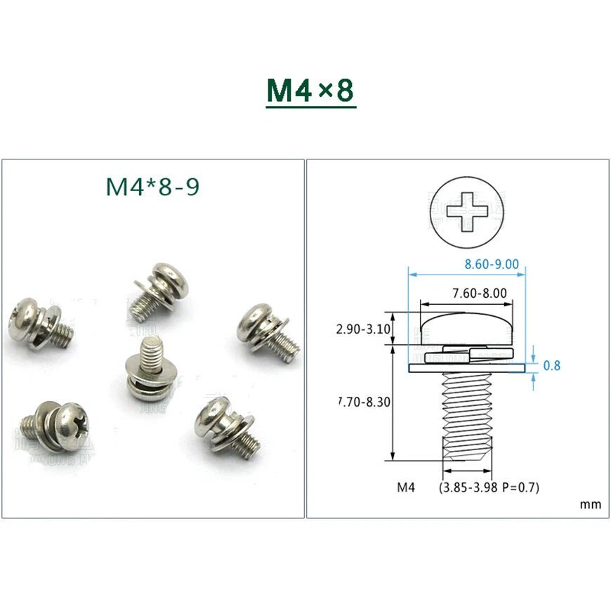 Stainless Steel Phillips Pan Head Screws with Flat and Spring Washers M1.6 to M5 - HomeDIYer