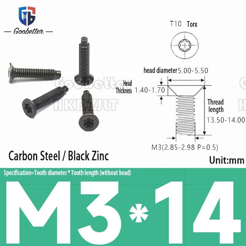 M3 Torx Flat Head Countersunk Machine Screws — Carbon Steel & Stainless Steel, Multi - Finish - HomeDIYer