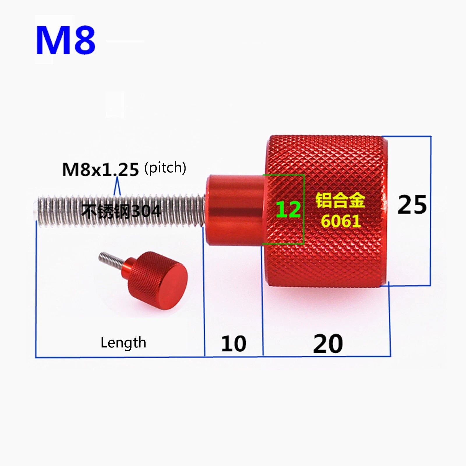 M3 M4 M5 M6 M8 M10 Knurled Thumb Screws 304 Stainless Steel Hand Grip Knob Bolts