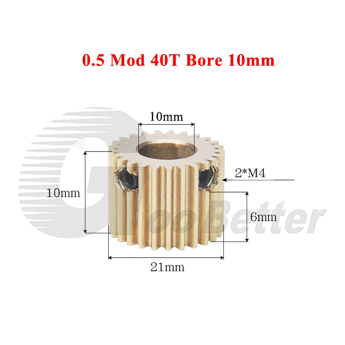 0.5 Mod Brass Spur Gear 40 Teeth Bore 4~12mm Motor Gear Transmission Pinion Gear