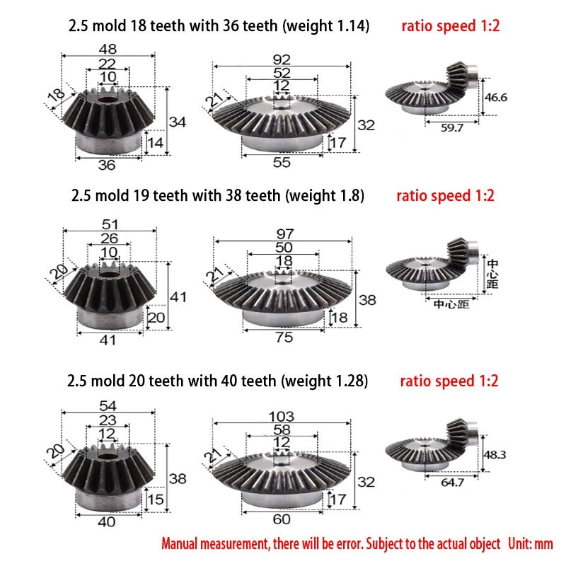 Precision Bevel Gears 0.5/1/1.5/2/2.5/3 Module 12/24 -35/70 Teeth Bevel Gear 1:2