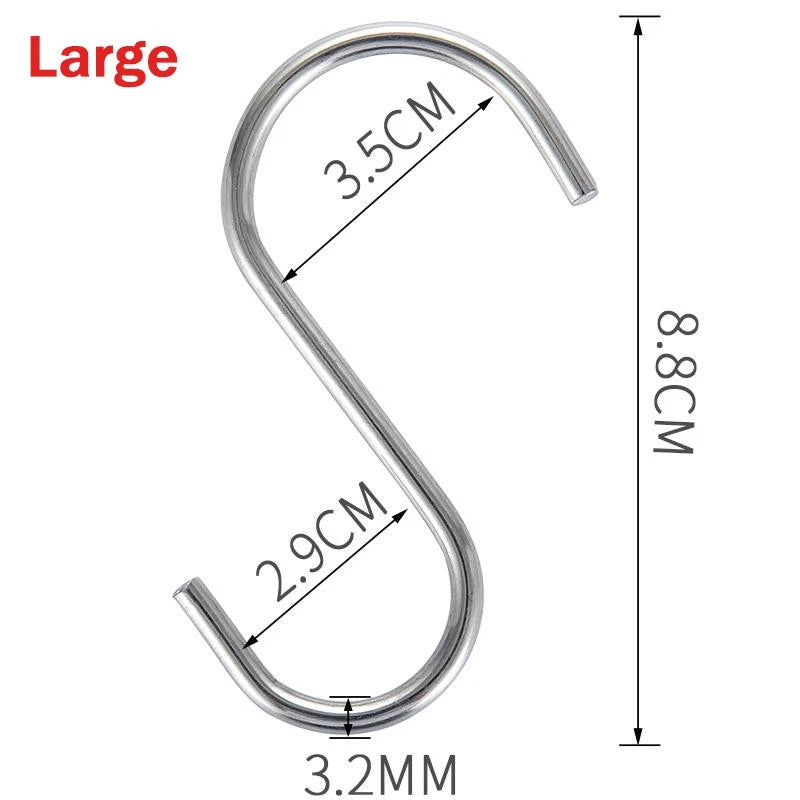 S-Hook Stainless Steel Metal S Shaped Hooks Clothes Hanger for Kitchen Bathroom