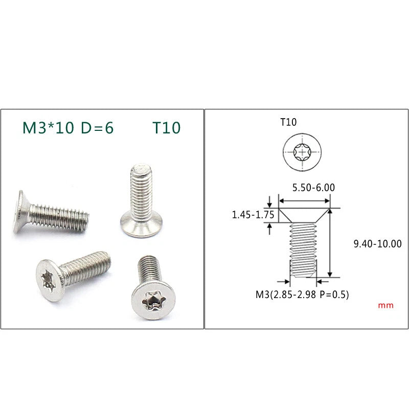 Torx Flat Head Machine Screws M1.6 M2 M2.5 M3 — T5 to T15, Multiple Finishes