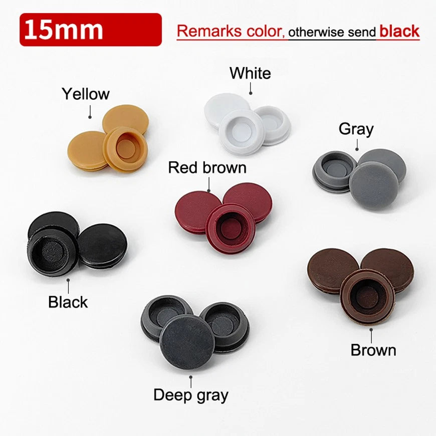 Plastic Screw Hole Cover Caps – Push Fit Furniture Plugs (8mm–18mm) – Multiple Colors