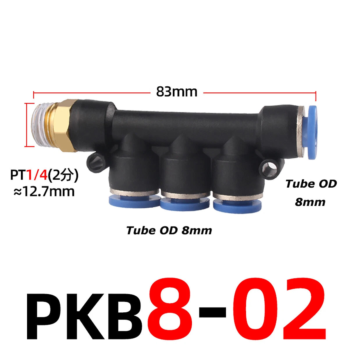 Pneumatic 5-Way Manifold Push-In Fitting | Male Stud to Hose Tube Connector