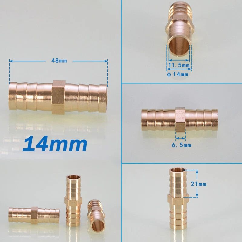 Brass Hose Joiner Straight Barb Splicer Connector Air Fuel Water Pipe Fittings