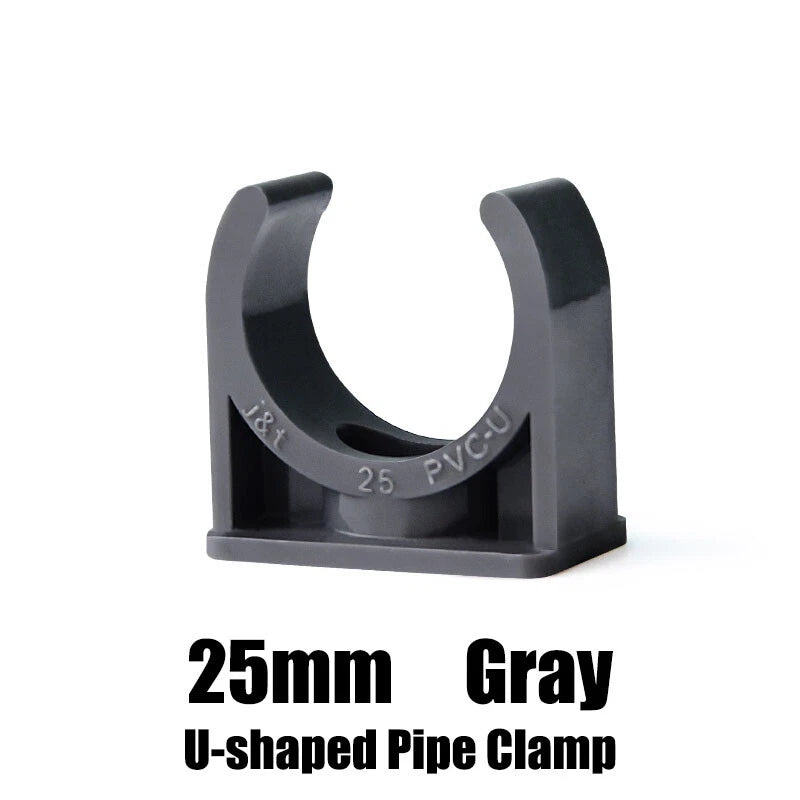 PVC U-Type Pipe Clamp Tube Holder 20 25 32 40 50mm Pipe Fittings White Grey