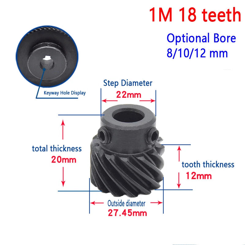 45# Steel Helical Gear 1 Mod 12-25 Teeth Blackened Pinion Transmission Gears