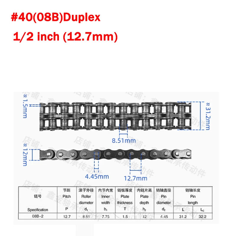 Simplex/Duplex Roller Chain 04C, 06B, 08B, 10A,12A Industrial Transmission Chain