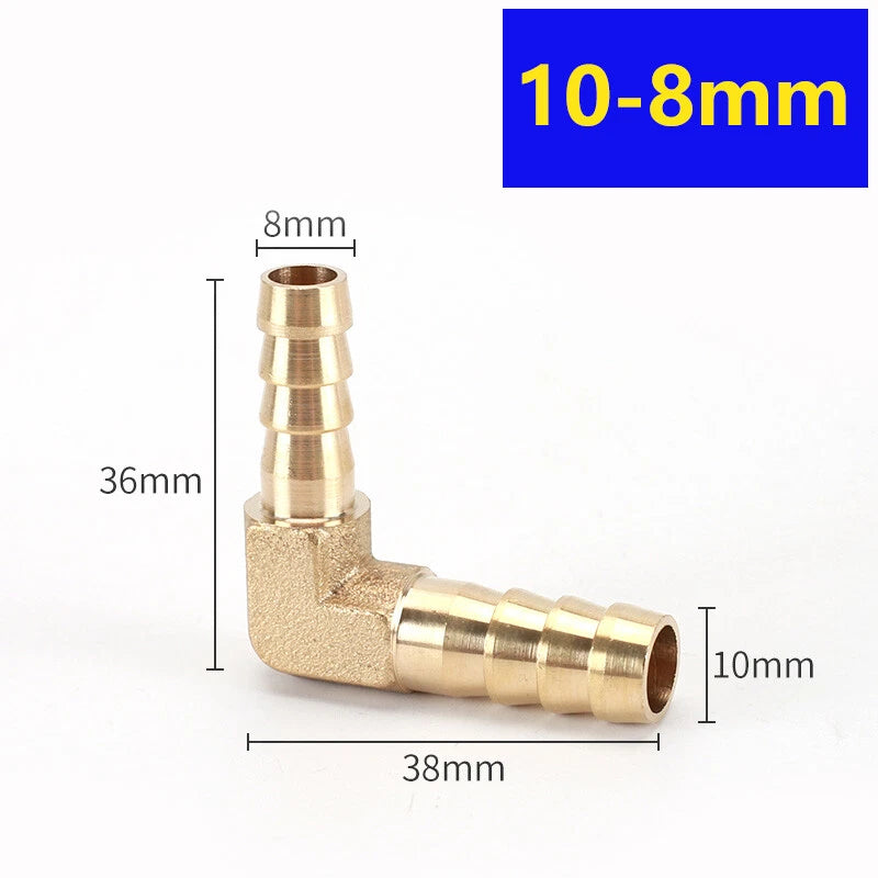Brass Elbow Hose Tail Reducer Fitting — Air Water Gas Fuel Tubing Connector