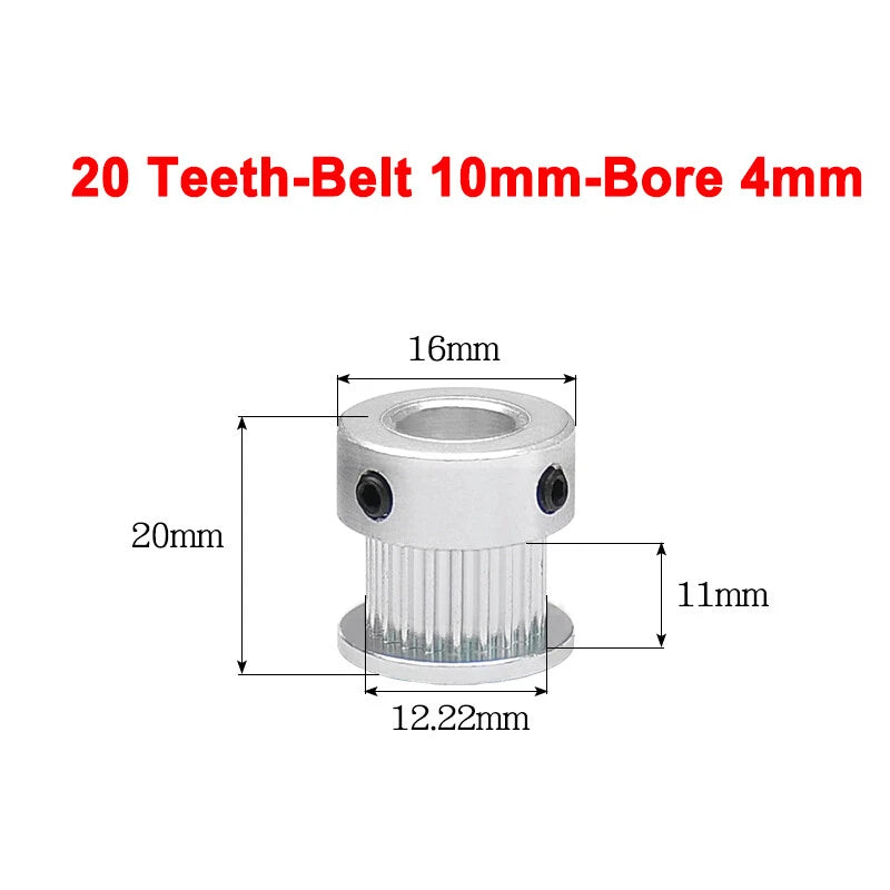 2GT Drive Pulley With Step 16 Tooth - 100 Tooth Bore 4mm - 25mm for 10mm Belt