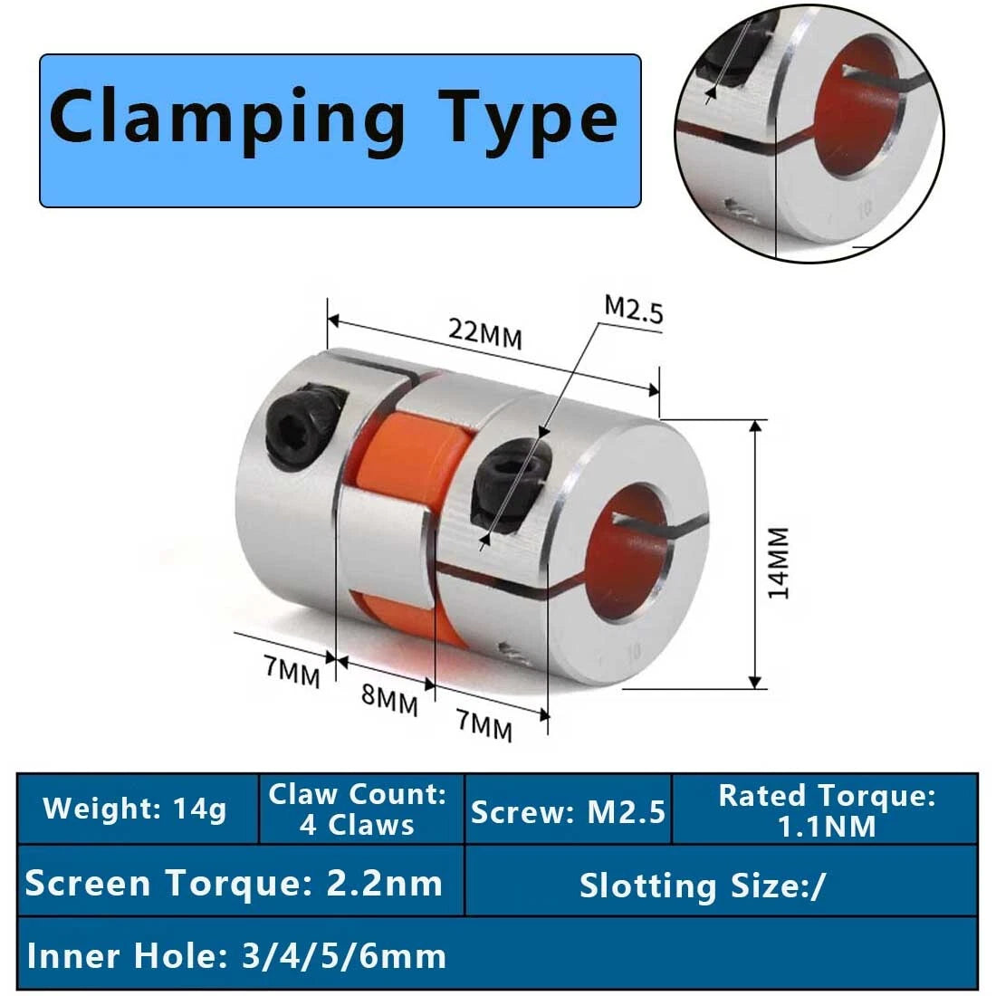 For 3D Printer Shaft Coupler Flexible Plum Coupling CNC Stepper Motor Jaw Spider