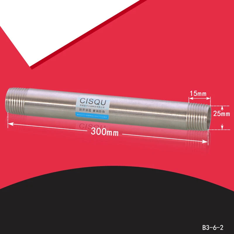 Stainless Steel 316 BSP Male Thread Extension Pipe Nipple — 1/2", 3/4", 1" | 100–300mm