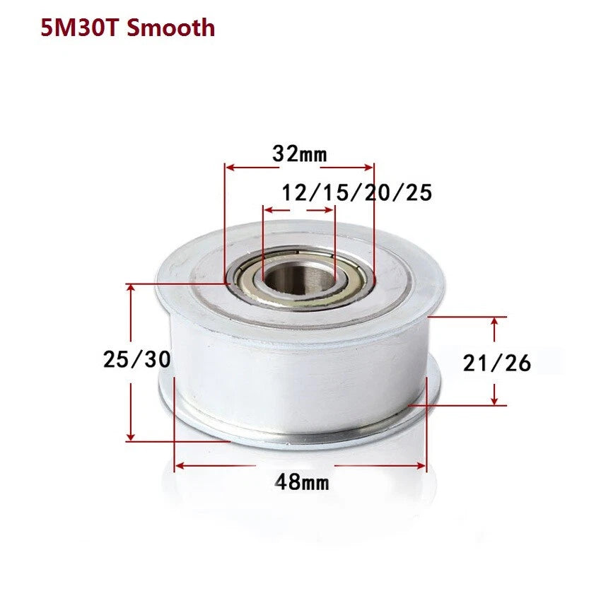 HTD-5M Timing Belt Idler Tensioner Pulley Smooth Tooth/Toothed Width 21/26mm