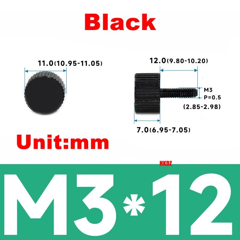 M3 Knurled Thumb Screws – Flat Head Carbon Steel Hand Grip Bolts 6/8/10/12mm - HomeDIYer