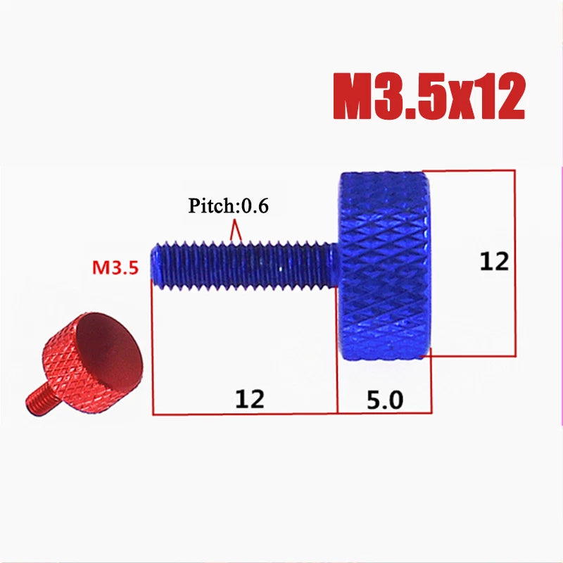 M3.5-M4 Aluminum Alloy Knurled Thumb Screws Hand Grip Knob Bolts 4.5mm-30mm