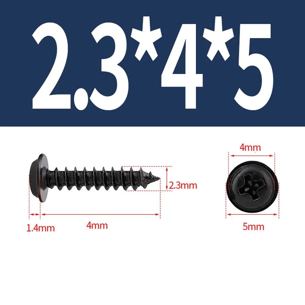 Black Phillips Flanged Head Self Tapping Screws – M1.2–M5 Carbon Steel