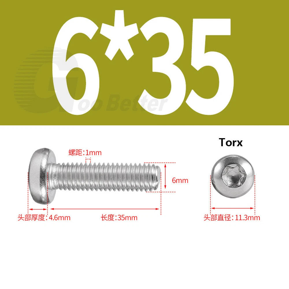 M3–M12 Torx Button Head Screws – A2 Stainless Steel, Star Drive, Fully Threaded (4–110mm Lengths)
