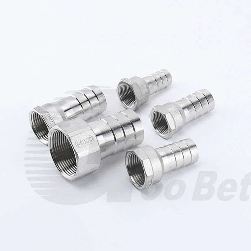 BSP Female Thread Barb Hose Tail Joiner — Stainless Steel Connector, 1/4" to 2"